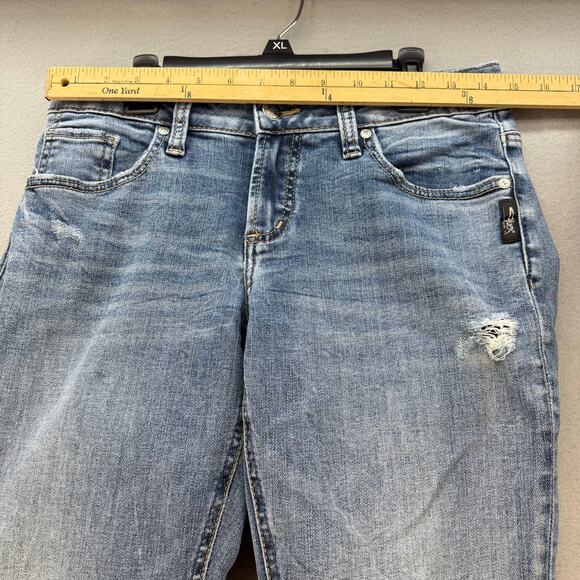 Silver Jeans Women's 26x27 (2) Blue Boyfriend Tapered Distressed Mid Rise - Picture 12 of 16